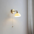 Ljojo LED Wall Sconce with Pull Chain Switch White Glass Stair Light