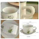 Ljojo Lily of The Valley Ceramic Coffee Cup Saucer Set Luxury Tea Mocha Milk Cup