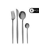 Ljojo 4-Piece Black Gold Stainless Steel Cutlery Set