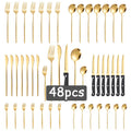 Ljojo Luxe Gold Stainless Steel Cutlery Set with Knife and Fork - Set of 48