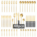 Ljojo Luxe Gold Stainless Steel Cutlery Set with Knife and Fork - Set of 48