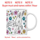 3D Effect Flowers Cup Holding Hands Personalized Name Mug for Children, Mother's Day Gift