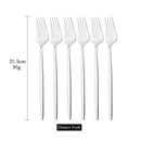 Ljojo Mirror Stainless Steel Dinner Fork Set - 6Pcs Flatware Gold Silverware