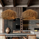 Hand Woven Rattan Pendant Lights | Wabi Sabi Straw Chandelier for Dining Room by Ljojo