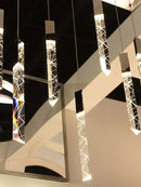 Ljojo Luxury Crystal Column Chandelier for Staircase LED Pendant Lamp