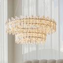 Ljojo Luxury Round Crystal Pendant Chandelier with French Modern LED for Living Room
