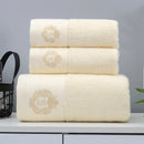 Ljojo Luxury Embroidered Cotton Towels Set - 3 Pieces