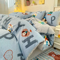 Ljojo Minimalist Cartoon Design Duvet Cover Set in 100% Cotton, 4-Piece Bedding Collection