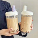 Ljojo 500/800ML Straw Cup, Transparent PP, Portable Ins Style Juice Milk Tea Cup
