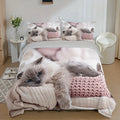 Ljojo 3D Cat Print Duvet Cover Set - All Season Soft Comfort Bedding