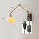 Ljojo Long Arm LED Wall Light with Pull Chain Switch & Walnut Canopy