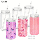 Ljojo 16oz Insulated Plastic Water Bottles with Straws Lids DIY Snowball Cup