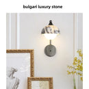 Ljojo Marble Stone LED Wall Sconce, Rotatable Switch, White Glass, Carbon Steel
