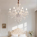 Ljojo European Lustre Crystal Chandelier White Glass Living Room Decor Bedroom Pendant Light