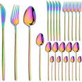 Ljojo 24Pcs Gold Stainless Steel Cutlery Set Dinnerware Flatware Silverware