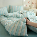 Ljojo Luxury Cotton Stripe Duvet Cover Set - Yarn-Dyed Bedding Set