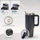 Ljojo 40oz Tumbler with Handle & Straw - Double Wall Vacuum Insulated Stainless Steel Cup