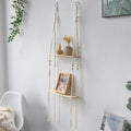 Ljojo™ Wooden Bead 2-Tier Wall Shelf for Boho Home Decor