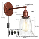 Ljojo Loft Rustic Clear Glass LED Wall Light - Industrial Style Iron Wall Lamp