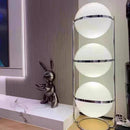 Ljojo Modern Acrylic Floor Lamp Chrome Metal White Round Ball Minimalist Style