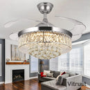 42 Inch Crystal Fandelier Ceiling Fan with Lights Remote - Modern Retractable Chandelier Fan by Ljojo