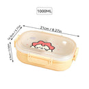 Ljojo 3-Compartment Portable Plastic Lunch Box for Kids - Microwave Safe