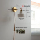 Ljojo Milky White Glass LED Wall Light Sconce Rotate Pull Chain Switch