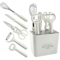 Ljojo 5-Piece Green Kitchen Tools Set: Peeler, Knife, Beater, Scissors - Multi-functional Cooking Gadget