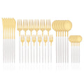 Ljojo 30-Piece White Gold Stainless Steel Cutlery Set