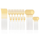 Ljojo 30-Piece White Gold Stainless Steel Cutlery Set