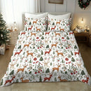 Ljojo 3D Christmas Tree Deer Print Duvet Cover Set - Festive Seasonal Bedroom Decor
