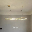 Ljojo Luxury K9 Crystal Pendant Light, Gold Plated Metal, LED Dimmable, Irregular Hanging Lamp