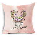 Ljojo Letter Print Pillow Case 45x45 cm Linen Cushion Cover for Home Decor