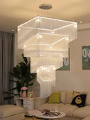 Gold Square Chandelier for High Ceilings - Modern LED Large Chandeliers by Ljojo