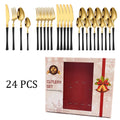 Ljojo 24Pcs Stainless Steel Cutlery Set - Luxury Dinnerware & Flatware Gift Box