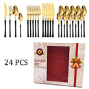 Ljojo 24Pcs Stainless Steel Cutlery Set - Luxury Dinnerware & Flatware Gift Box