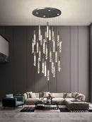 Ljojo Luxury Crystal Column Chandelier for Staircase LED Pendant Lamp