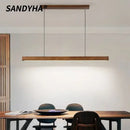 Modern Walnut LED Pendant Chandelier Stylish Dining Room Lighting by Ljojo