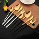 Ljojo 24-Piece Stainless Steel Cutlery Set - Black Mirror Finish