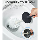 Ljojo Long Handle Toilet Cleaning Brush with Standing Base, Splash-Proof Handle