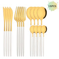 Ljojo 48-Piece White Gold Stainless Steel Dinnerware Set