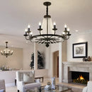 American Country Retro Crystal Chandelier Black Dining Room Bedroom Pendant Light by Ljojo