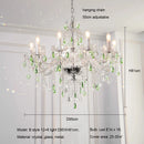 French Green Crystal Chandeliers Luxury Glass Pendant Lights by Ljojo for Living & Dining Rooms