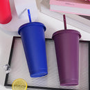Ljojo 24oz Solid Color Reusable Cold Cup with Lid and Straw