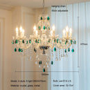 French Green Crystal Chandeliers Luxury Glass Pendant Lights by Ljojo for Living & Dining Rooms