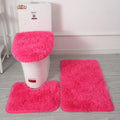 Ljojo 3 Piece White Bathroom Rugs Sets Non-Slip Bath Mats Lid Cover Contour Mat