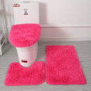 Ljojo 3 Piece White Bathroom Rugs Sets Non-Slip Bath Mats Lid Cover Contour Mat