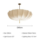 Nordic Wabi Sabi Fabric Led Pendant Light French Cream Style Cloth Bedroom E27 Hanging Lamp Lighting Living Room Decor Fixtures