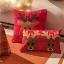 Christmas Reindeer Red Embroidery Pillow Cover for Ljojo - Soft Fabric, 45x45cm