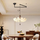 Ljojo Lotus Fabric Pendant Light for Bedroom Living Room Solid Wood Restaurant